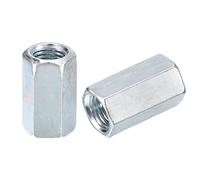 sourcing map 6pcs M16x22x40mm Coupling Nuts - Galvanized Carbon Steel Hex Threaded Rod Coupler for Furniture, Electronic, Industrial