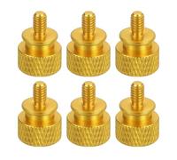sourcing map 6Pcs M4x0.7mm Aluminum Thumb Screws, 12x16mm(ODxH) Computer Case Thumb Screws for PC Side Panel Motherboard Mounting Screw, Gold