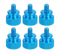sourcing map 6Pcs M4x0.7mm Aluminum Thumb Screws, 12x16mm(ODxH) Computer Case Thumb Screws for PC Side Panel Motherboard Mounting Screw, Light Blue