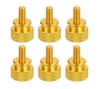 sourcing map 6Pcs M4x0.7mm Aluminum Thumb Screws, 12x18mm(ODxH) Computer Case Thumb Screws for PC Side Panel Motherboard Mounting Screw, Gold
