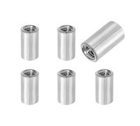 sourcing map 6Pcs M4x0.7x10mm Round Coupling Nuts, Stainless Steel Connector Nut Fasteners Rod Hardware Nuts 6mm OD for Threaded Rod, Industrial Construction Fasteners, Silver