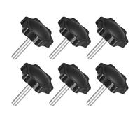 sourcing map 6Pcs M5 x 25mm Star Knobs, Plastic Hex Shaped Clamping Knob Screw Hand Tightening Replacement Knob for Umbrella Base Replacement knob