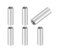 sourcing map 6Pcs M5x0.8x25mm Round Coupling Nuts, Stainless Steel Connector Nut Fasteners Rod Hardware Nuts 8mm OD for Threaded Rod, Industrial Construction Fasteners, Silver