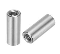 sourcing map 6Pcs M6 Round Connector Nuts, 304 Stainless Steel Coupling Nut 25mm/1" Length Sleeve Rod Bar Stud Nut for Bracket, M6x25x10mm