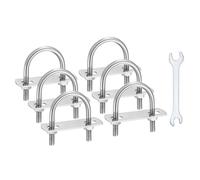 sourcing map 6Pcs M6 U-Bolts, 2.16"(55mm) Inner Width 2.16"(55mm) Length 304 Stainless Steel Round Bend U Bolts with Nuts Frame Plate Washers and Wrench for Trailers Boats Axle Sailboat