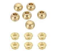 sourcing map 6Pcs M6 x 12mm Threaded Ball Knobs, Copper Thread Cap Nuts Knob Ball Nuts Knob Caps Nut Cover Screw Caps Balls Lamp Decoration for Lighting DIY Project, Copper