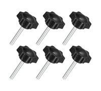 sourcing map 6Pcs M6 x 40mm Star Knobs, Plastic Hex Shaped Clamping Knob Screw Hand Tightening Replacement Knob for Umbrella Base Replacement knob