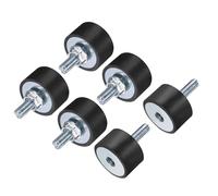 sourcing map 6pcs M6x18mm Rubber Isolator Mounts with Studs 25x15mm Male Female Vibration Shock Absorber Zinc Plated Cylindrical Thread Mounts Anti Vibration Isolators with 6pcs M6 Lock Nuts