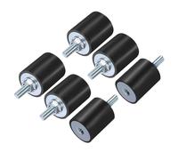 sourcing map 6pcs M6x18mm Rubber Isolator Mounts with Studs 25x30mm Male Female Vibration Shock Absorber Zinc Plated Cylindrical Thread Mounts Anti Vibration Isolators with 6pcs M6 Lock Nuts