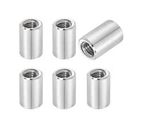 sourcing map 6Pcs M6x1x15mm Round Coupling Nuts, Stainless Steel Connector Nut Fasteners Rod Hardware Nuts 10mm OD for Threaded Rod, Industrial Construction Fasteners, Silver