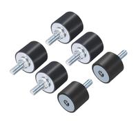 sourcing map 6pcs M8x23mm Rubber Isolator Mounts with Studs 30x25mm Male Female Vibration Shock Absorber Zinc Plated Cylindrical Thread Mounts Anti Vibration Isolators with 6pcs M8 Lock Nuts