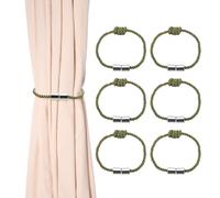 sourcing map 6Pcs Magnetic Curtain Tiebacks, Elegant Weave Curtain Tie Backs Decorative Window Treatment Holdbacks with Glossy Magnetic Clasp for Home Bedroom Living Room Office, Green