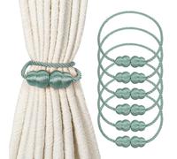 sourcing map 6Pcs Magnetic Curtain Tiebacks, Elegant Weave Curtain Tie Backs Decorative Window Treatment Holdbacks for Drape Home Bedroom Living Room Office Decoration, Light Blue