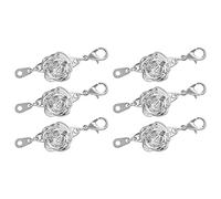sourcing map 6Pcs Magnetic Jewelry Clasps, Rose Magnetic Clasps Locking Closures with Lobster Clasps for Bracelet Necklace Jewelry Making, Silver