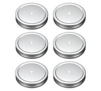 sourcing map 6pcs Mason Jar Lids 3.43" Tinplate Regular Mouth Reusable Mason Canning Covers with Straw Hole for Storage Bottle Water Bottle and Jars, Silver