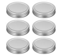 sourcing map 6pcs Mason Jar Lids 70mm Tinplate Regular Mouth Reusable Leak-proof Mason Canning Covers with Silicone Rings for Storage Bottle Water Bottle and Jars, Silver