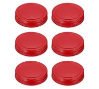 sourcing map 6pcs Mason Jar Lids 70mm Tinplate Regular Mouth Reusable Leak-proof Mason Canning Covers with Silicone Rings for Storage Bottle Water Bottle and Jars, Red