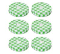 sourcing map 6pcs Mason Jar Lids 70mm Tinplate Regular Mouth Reusable Mason Canning Covers with Straw Hole for Storage Bottle Water Bottle and Jars, Green Gingham