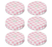 sourcing map 6pcs Mason Jar Lids 70mm Tinplate Regular Mouth Reusable Mason Canning Covers with Straw Hole for Storage Bottle Water Bottle and Jars, Pink Gingham