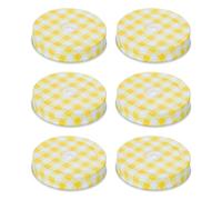 sourcing map 6pcs Mason Jar Lids 70mm Tinplate Regular Mouth Reusable Mason Canning Covers with Straw Hole for Storage Bottle Water Bottle and Jars, Yellow Gingham