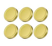 sourcing map 6Pcs Mason Jar Lids, 86mm/3.39" Wide Mouth Tin Plate Caps Leak Proof for Canning Jars Kitchen Storage (Gold Tone)