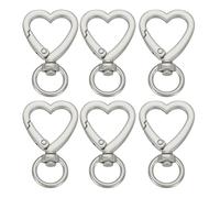 sourcing map 6Pcs Matt Silver Heart Shape Swivel Buckles, Zinc Alloy Spring Snap Hooks Keyring Keychain Clip Hardware Accessories for Craft Making Bag Purse Handbag Lanyard Hanging