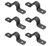 sourcing map 6Pcs Metal Pipe Clamps, 1/2 Inch Carbon Steel Two Hole Strap U Bracket Tube Clip Conduit Clamps for Pipe Fixing Wire Cord Installation Decorating, Black