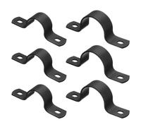 sourcing map 6Pcs Metal Pipe Clamps, 2 Sizes Carbon Steel Two Hole Strap U Bracket Tube Clip Conduit Clamps for Pipe Fixing Wire Cord Installation Decorating, Black (3/4", 1")