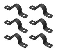 sourcing map 6Pcs Metal Pipe Clamps, 3/4 Inch Carbon Steel Two Hole Strap U Bracket Tube Clip Conduit Clamps for Pipe Fixing Wire Cord Installation Decorating, Black