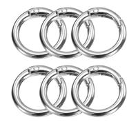sourcing map 6pcs Metal Spring O Rings 0.7" Trigger Spring Keyrings Buckle Round Snap Clip for DIY Keychains Bag Purse Handbag, Silver Tone