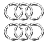 sourcing map 6pcs Metal Spring O Rings 1" Trigger Spring Keyrings Buckle Round Snap Clip for DIY Keychains Bag Purse Handbag, Silver Tone