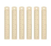 sourcing map 6pcs Metal Straight Ruler 15cm Metric SAE Aluminum Alloy Measuring Rulers Scale Tool with Hole for Measure Study Reading Classroom Office, Beige