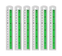 sourcing map 6pcs Metal Straight Ruler 15cm Metric SAE Aluminum Alloy Measuring Rulers Scale Tool with Hole for Measure Study Reading Classroom Office, Green
