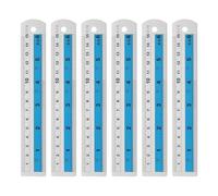 sourcing map 6pcs Metal Straight Ruler 15cm Metric SAE Aluminum Alloy Measuring Rulers Scale Tools with Hole for Measure Study Reading Classroom Office, Blue