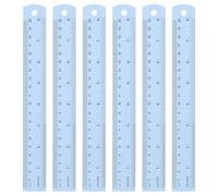 sourcing map 6pcs Metal Straight Ruler 20cm Metric SAE Aluminum Alloy Measuring Rulers Scale Tool with Hole for Measure Study Reading Classroom Office, Light Blue