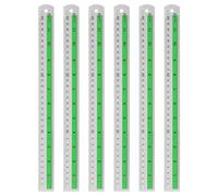 sourcing map 6pcs Metal Straight Ruler 30cm Metric SAE Aluminum Alloy Measuring Rulers Scale Tool with Hole for Measure Study Reading Classroom Office, Green