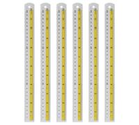 sourcing map 6pcs Metal Straight Ruler 30cm Metric SAE Aluminum Alloy Measuring Rulers Scale Tool with Hole for Measure Study Reading Classroom Office, Yellow