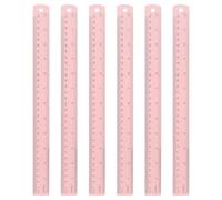 sourcing map 6pcs Metal Straight Ruler 30cm Metric SAE Aluminum Alloy Measuring Rulers Scale Tool with Hole for Measure Study Reading Classroom Office, Pink