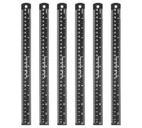 sourcing map 6pcs Metal Straight Ruler 30cm Metric SAE Aluminum Alloy Measuring Rulers Scale Tool with Hole for Measure Study Reading Classroom Office, Black