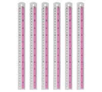 sourcing map 6pcs Metal Straight Ruler 30cm Metric SAE Aluminum Alloy Measuring Rulers Scale Tools with Hole for Measure Study Reading Classroom Office, Pink