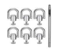 sourcing map 6pcs Metal Studs Rivets 8mm D-Ring Button Rivets with Leather Hole Punch for Leather Craft, Silver Tone