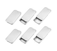 sourcing map 6pcs Metal Tin Box, 2.4x1.3x0.4 Mini Portable Rectangular Empty Tinplate Small Storage Container Airtight Tins with Lids for Candy Favors Crafts Christmas Gifts, Silver