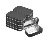 sourcing map 6pcs Metal Tin Box, 3.7x2.4x0.8 Mini Portable Rectangular Empty Tinplate Small Storage Container Airtight Tins with Lids for Candy Favors Crafts Christmas Gifts, Black