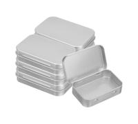 sourcing map 6pcs Metal Tin Box, 3.7x2.4x0.8 Mini Portable Rectangular Empty Tinplate Small Storage Container Airtight Tins with Lids for Candy Favors Crafts Christmas Gifts, Silver