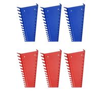 sourcing map 6pcs Metal Wrench Organizer, 78-Slot, Wrench Holder, Wrench Rack Tray Storage for Tool Box, Fit Metric & SAE Wrenches, Blue,Red