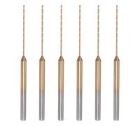 sourcing map 6Pcs Mini Twist Drill Bit, 0.6mm Micro Engraving Drill Bits, High-Speed Steel 2.35mm Shank Titanium Coated for DIY Resin, Amber and Wood
