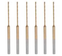 sourcing map 6Pcs Mini Twist Drill Bit, 1mm Micro Engraving Drill Bits, High-Speed Steel 2.35mm Shank Titanium Coated for DIY Resin, Amber and Wood