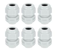 sourcing map 6Pcs NPT 1/4" Nylon Cable Glands, Waterproof Cord Grip Connector, Adjustable 3-6.5mm Wire Grommet Protectors with Gaskets and Locknut for Junction Box, Gray