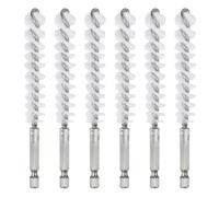 sourcing map 6Pcs Nylon Bore Brush 13mm Dia 4.5" Long Cleaning Twisted Wire Brush with Handle 1/4" Hex Shank for Tubes Ports Bearings, White