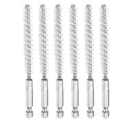 sourcing map 6Pcs Nylon Bore Brush 8mm Dia 4.5" Long Cleaning Twisted Wire Brush with Handle 1/4" Hex Shank for Tubes Ports Bearings, White